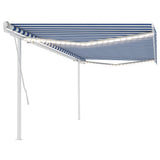 VidaXL Manually Extendable Awning with LED 5x3.5 m Blue and White