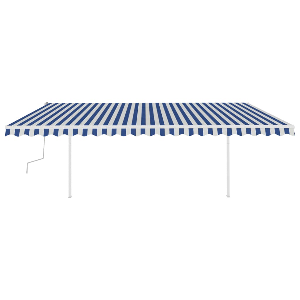 VidaXL Manually Extendable Awning with LED 5x3.5 m Blue and White