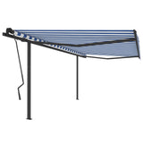 Vidaxl Luifel manually extendable with posts 4.5x3.5 m blue and white