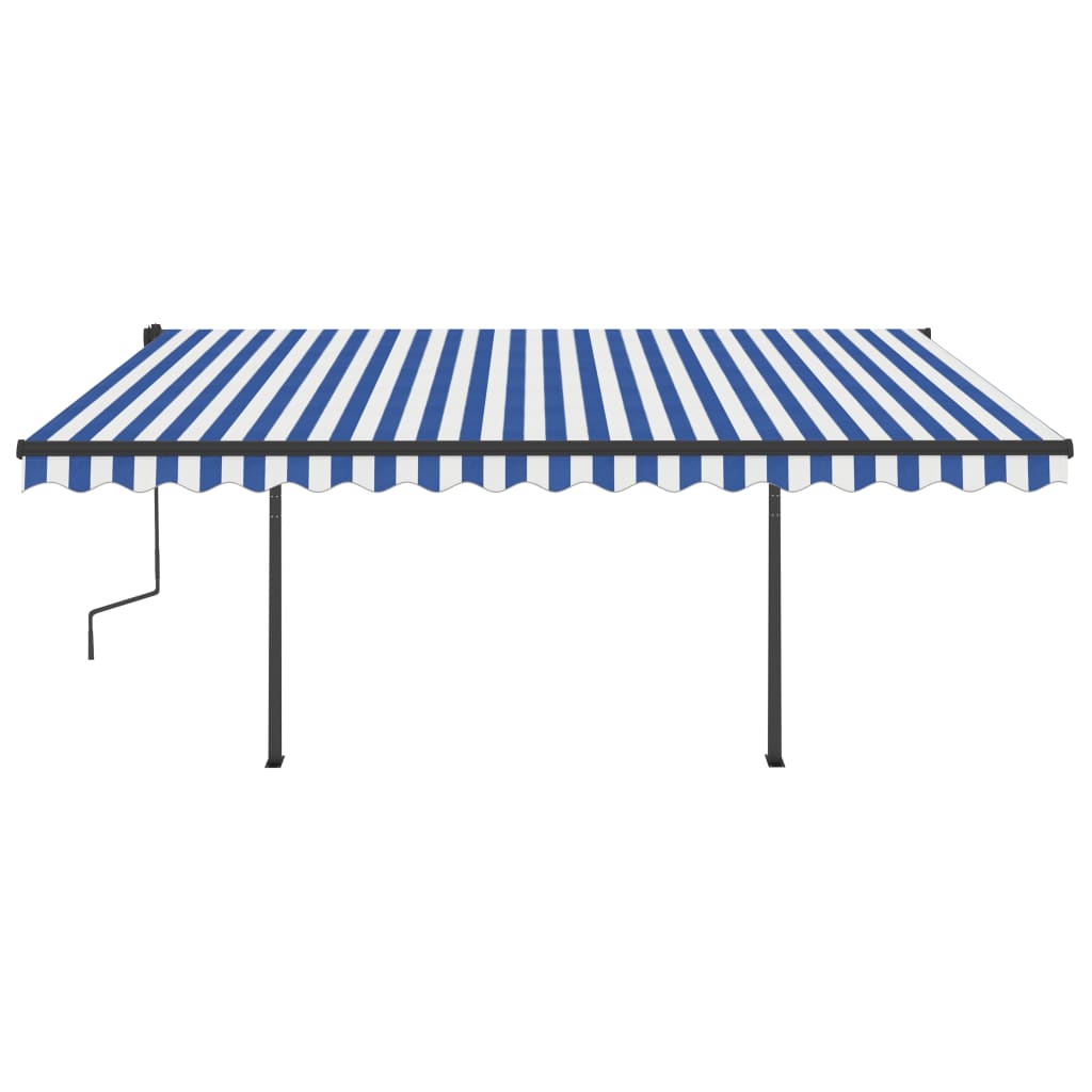 Vidaxl Luifel manually extendable with posts 4.5x3.5 m blue and white