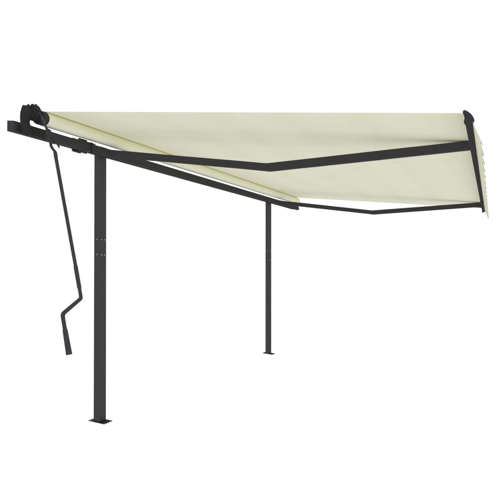 Vidaxl Luifel manually extendable with posts 4.5x3.5 m cream -colored