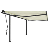 Vidaxl Luifel manually extendable with posts 4.5x3.5 m cream -colored