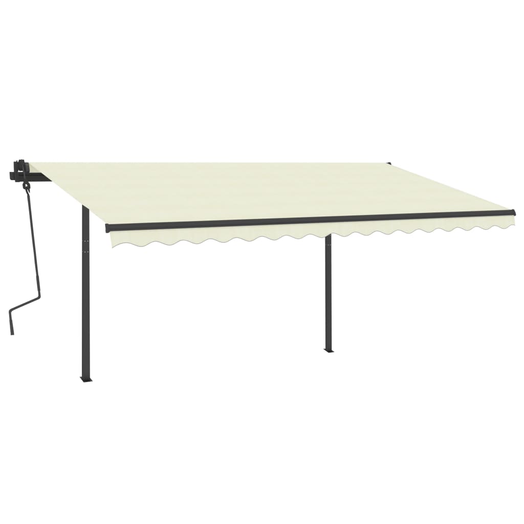 Vidaxl Luifel manually extendable with posts 4.5x3.5 m cream -colored