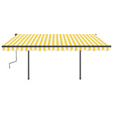 Vidaxl Luifel manually extendable with posts 4.5x3.5 m yellow and white