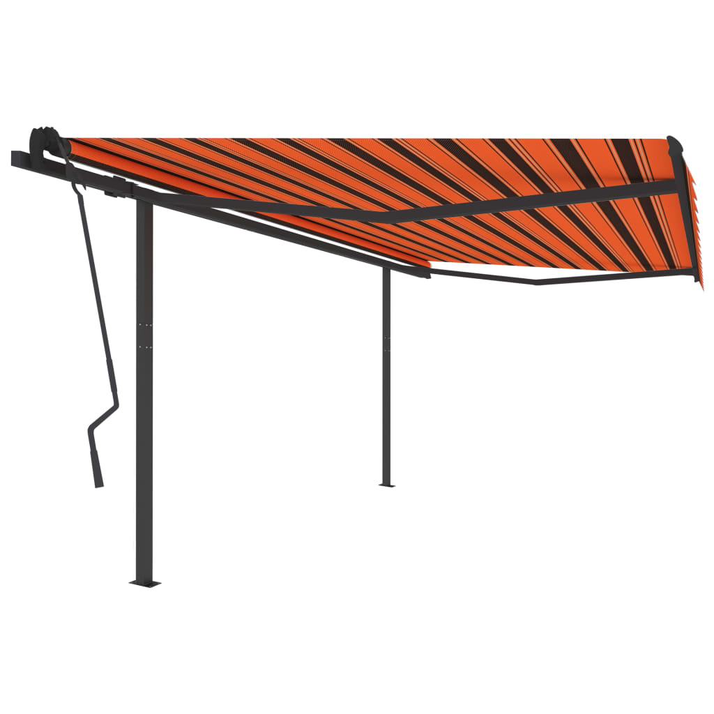 Vidaxl Laifel avec des poteaux étend manuellement 4,5x3,5 m d'orange et brun