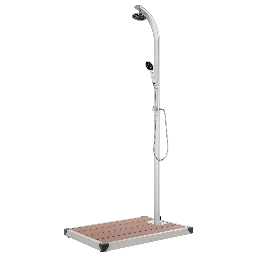 Vidaxl outdoor shower with brown base 220 cm aluminum