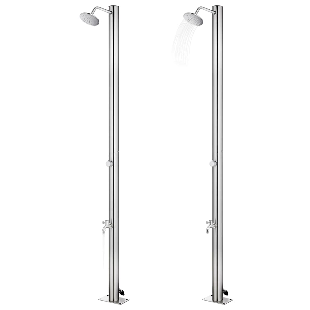 Vidaxl outdoor shower with gray base 220 cm stainless steel