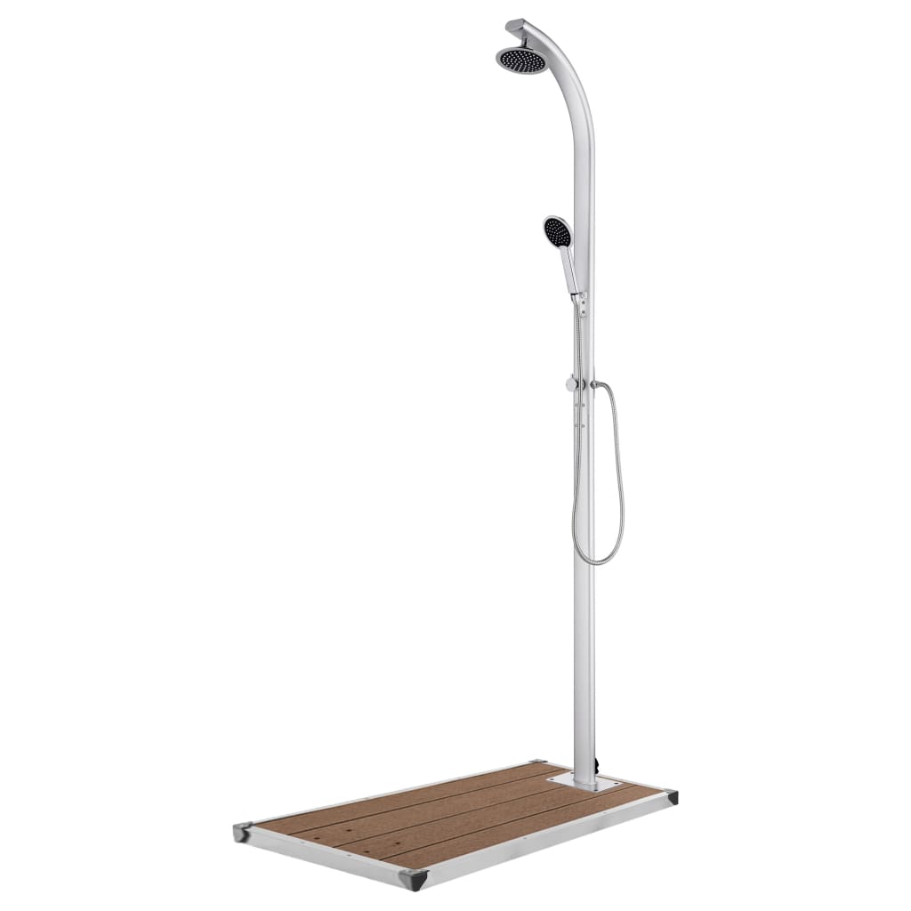 Vidaxl outdoor shower with brown base 220 cm aluminum