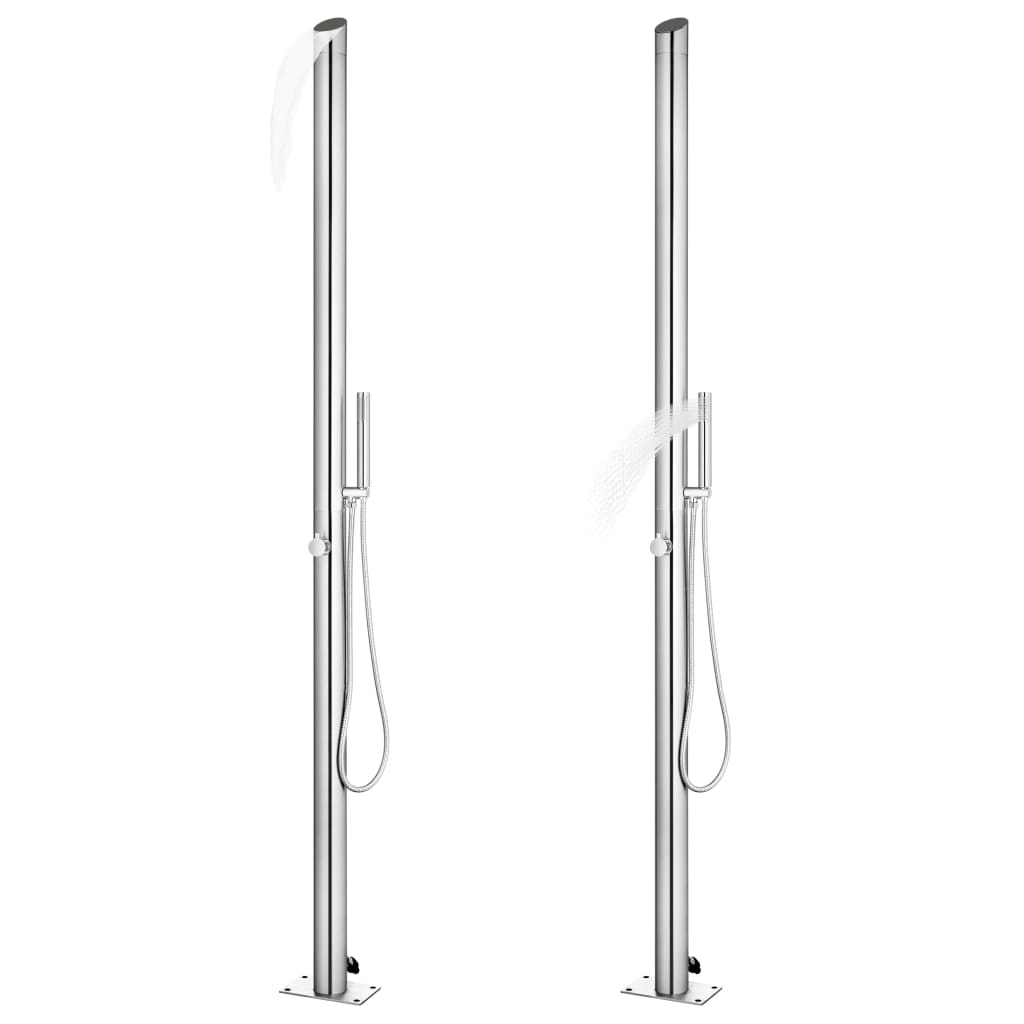 Vidaxl outdoor shower with gray base 225 cm stainless steel