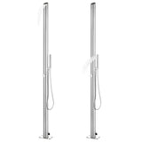 Vidaxl outdoor shower with gray base 225 cm stainless steel