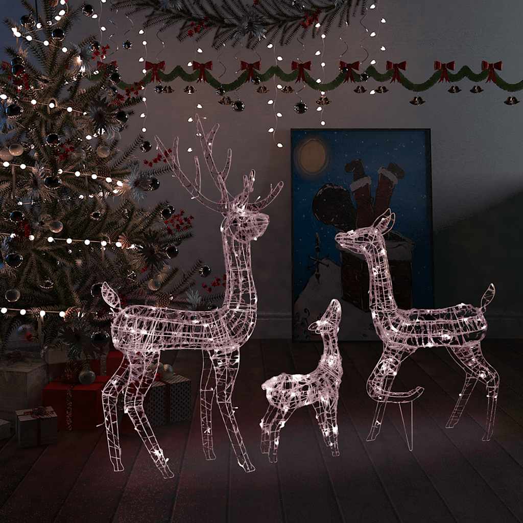 Vidaxl juledekorationer Reindeer Familie 300 LEDS Varm hvid akryl