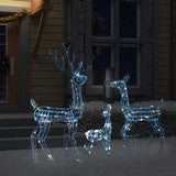 Vidaxl Christmas Decorations Rendeer Family 300 LEDS acrylique blanc froid