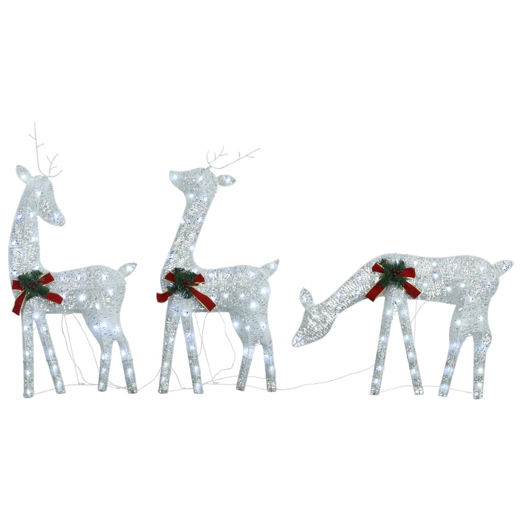 Vidaxl Reindeer Family Christmas Cold White 270x7x90 cm Mesh White