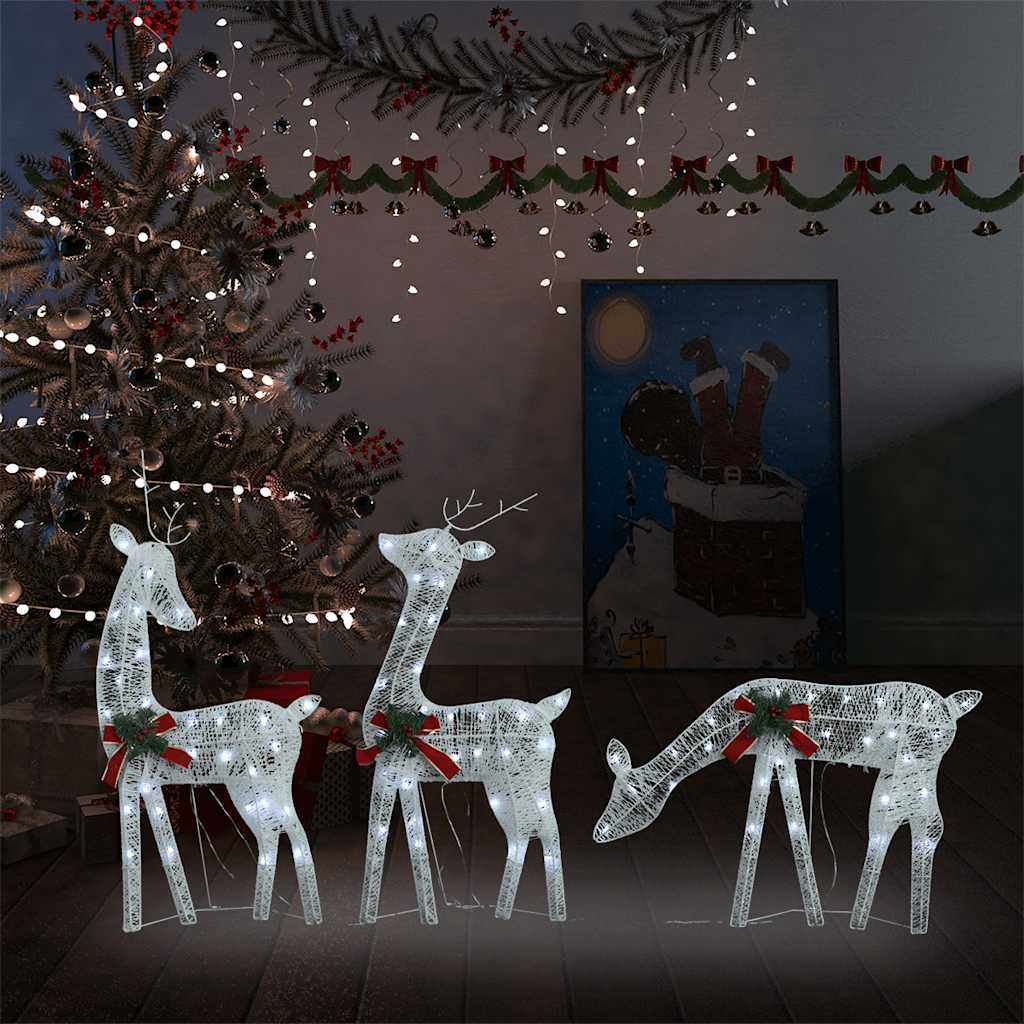 Vidaxl Reindeer Family Christmas Cold White 270x7x90 cm Mesh bianco