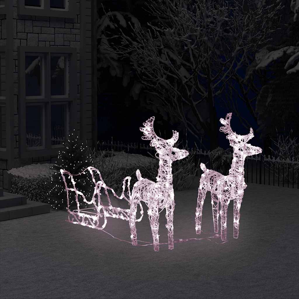 Vidaxl Christmas decorations reindeer and Slee 160 LEDs 130 cm Acrylic