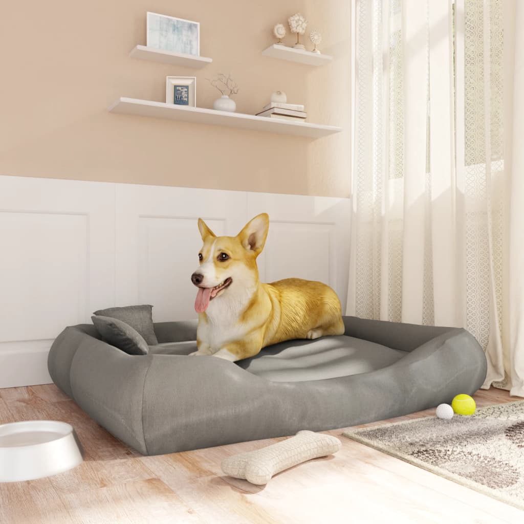 Vidaxl Hond Bett mat Këssen 115x100x20 cm Oxford Stoff Grey