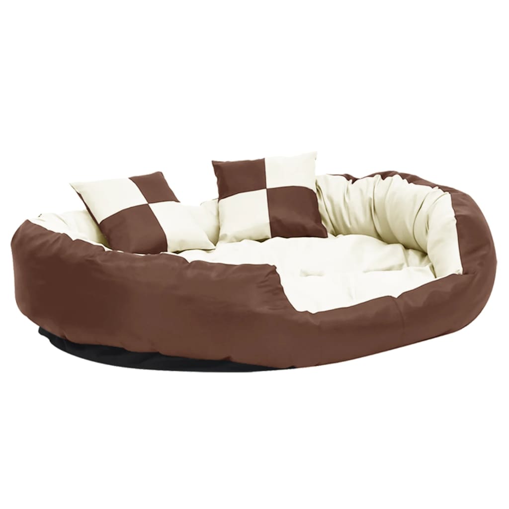 Vidaxl dog cushion reversible and washable 110x80x23 cm brown and cream