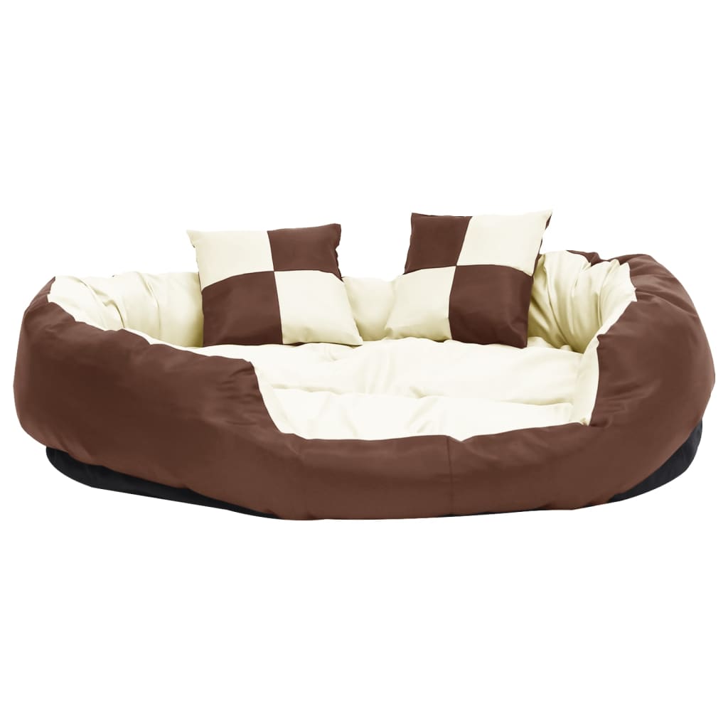 Coussin de chien vidaxl réversible et lavable 110x80x23 cm brun et crème