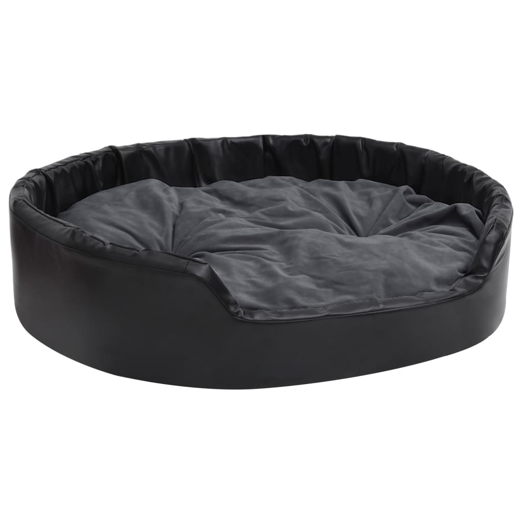 Canasta de perros de Vidaxl 99x89x21 cm peluche y cuero artificial negro y gris oscuro