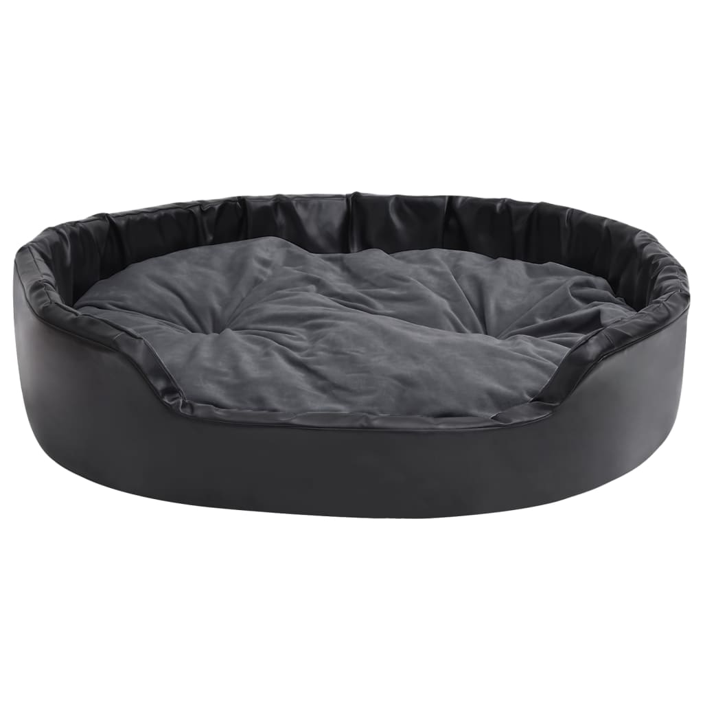 Canasta de perros de Vidaxl 99x89x21 cm peluche y cuero artificial negro y gris oscuro