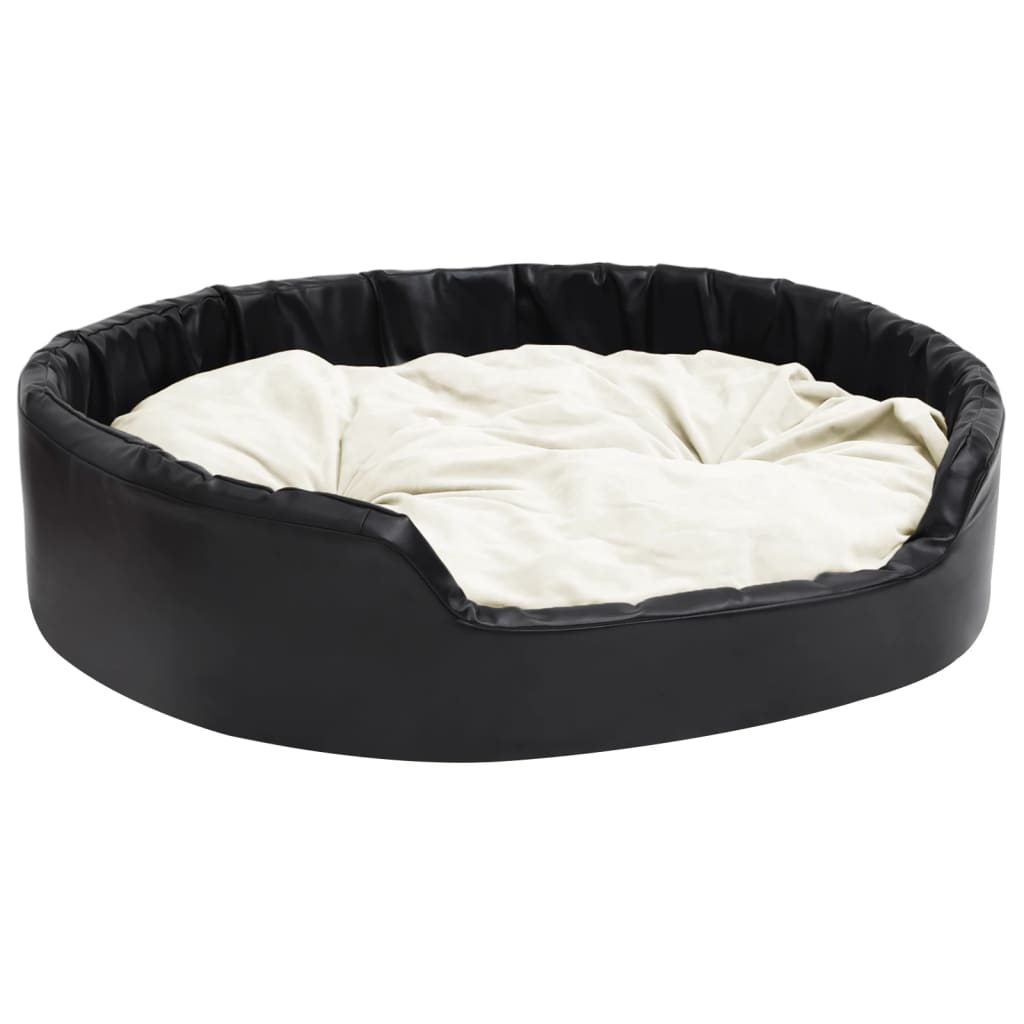 Vidaxl Hond Basket 99x89x21 cm Plush a kënschtlech Lieder schwaarz a bige