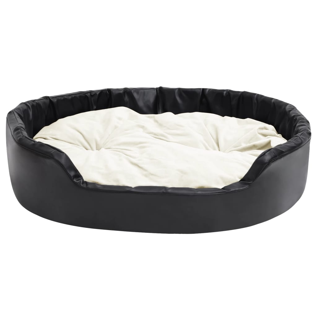 Vidaxl Dog Basket 99x89x21 cm peluche e cuoio artificiale nero e beige