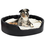 Vidaxl Dog Basket 99x89x21 cm peluche e cuoio artificiale nero e beige