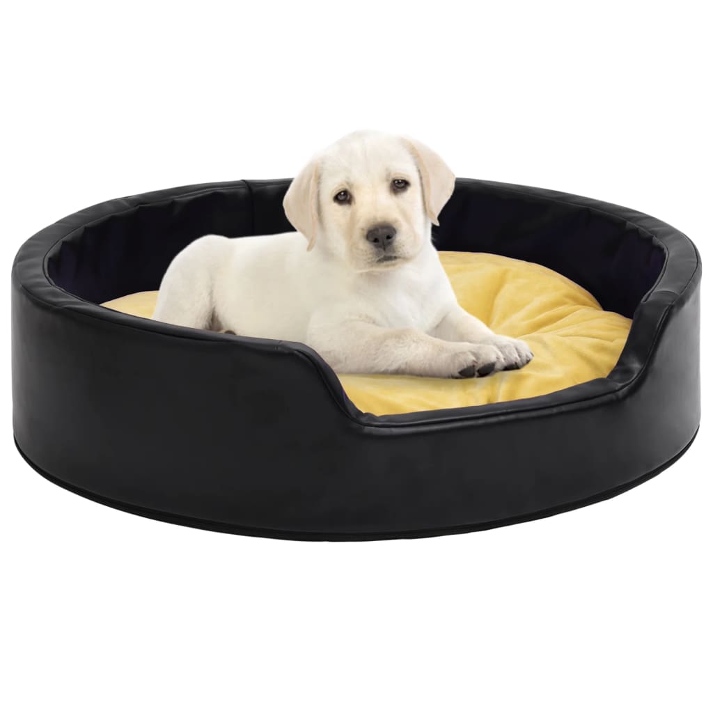 Vidaxl Dog Basket 99x89x21 cm peluche e cuoio artificiale nero e giallo