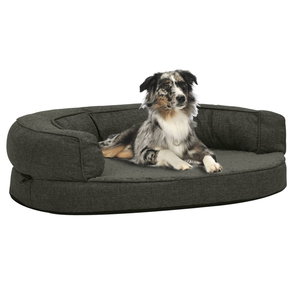 Vidaxl dog bed ergonomic linen-look 75x53 cm Fleece dark gray