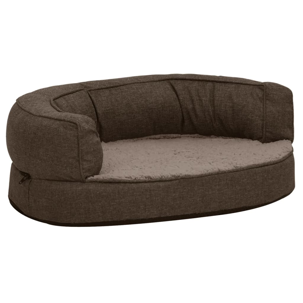 Vidaxl dog bed ergonomic linen-look 60x42 cm Fleece brown