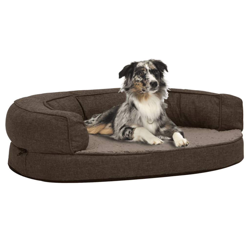 Vidaxl dog bed ergonomic linen-look 75x53 cm fleece brown