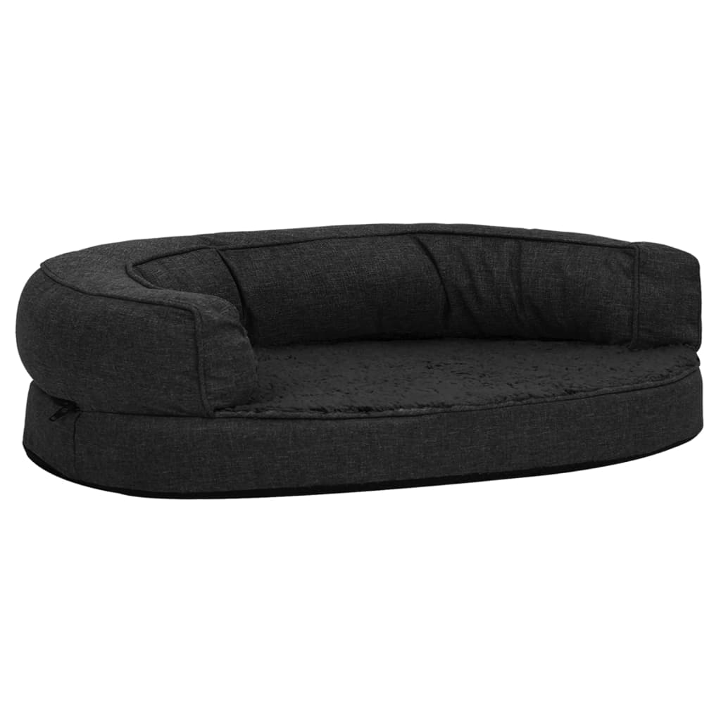 Vidaxl dog bed ergonomic linen-look 75x53 cm Fleece black