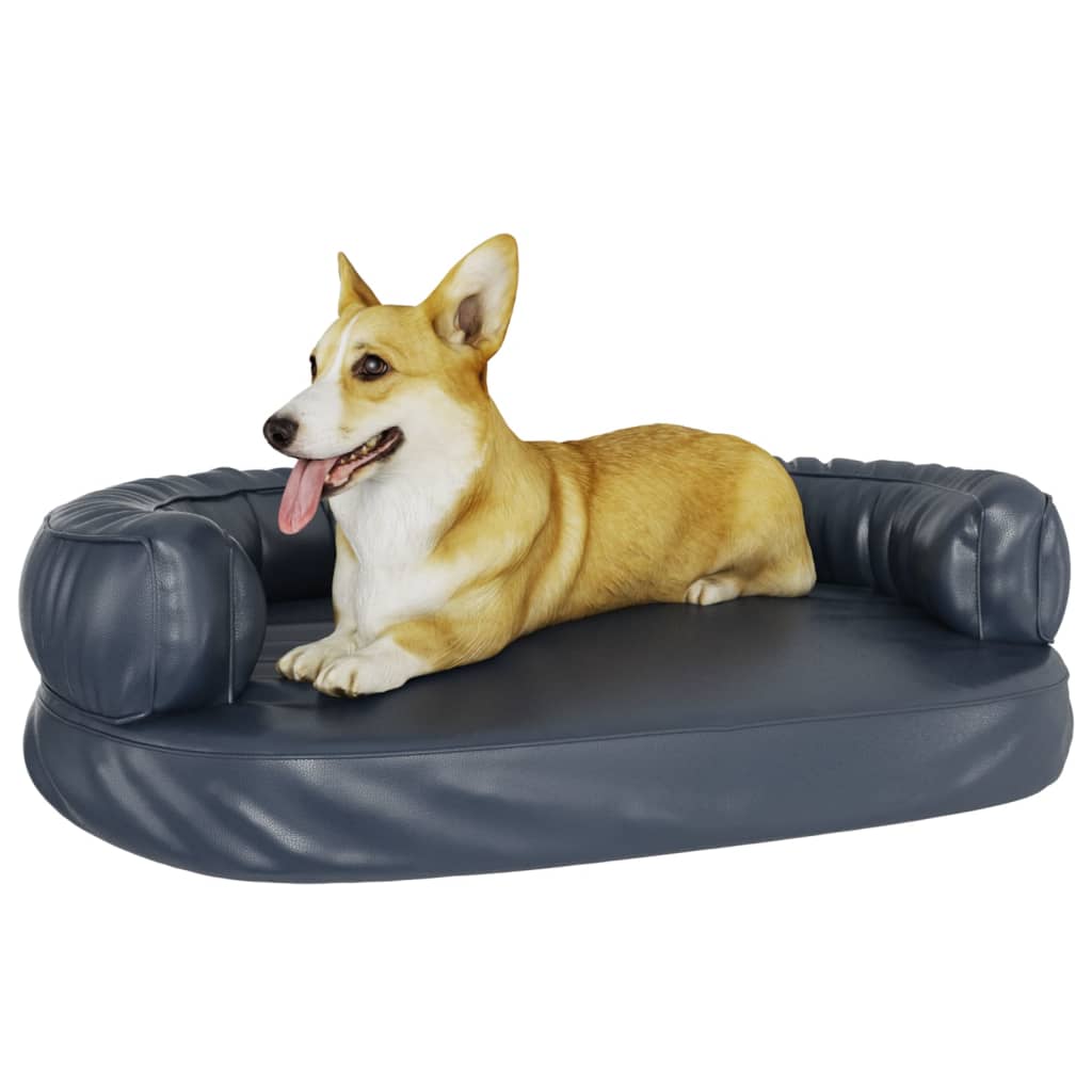 Vidaxl Hond Kuerf ergonomesche Schaum 88x65 cm kënschtlech Lieder donkel blo