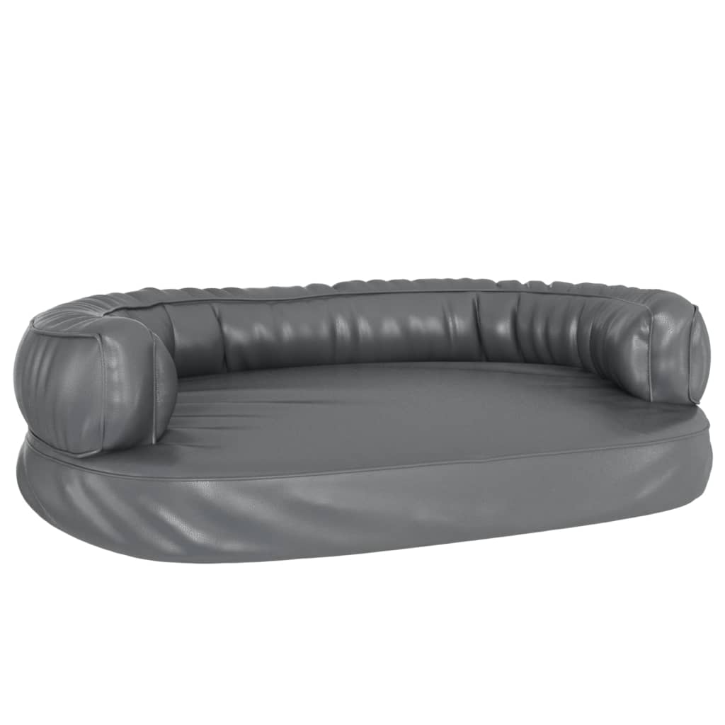 Vidaxl Dog Casket con schiuma ergonomica 88x65 cm in pelle artificiale grigio