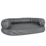 Vidaxl Dog Panier avec mousse ergonomique 88x65 cm en cuir artificiel gris