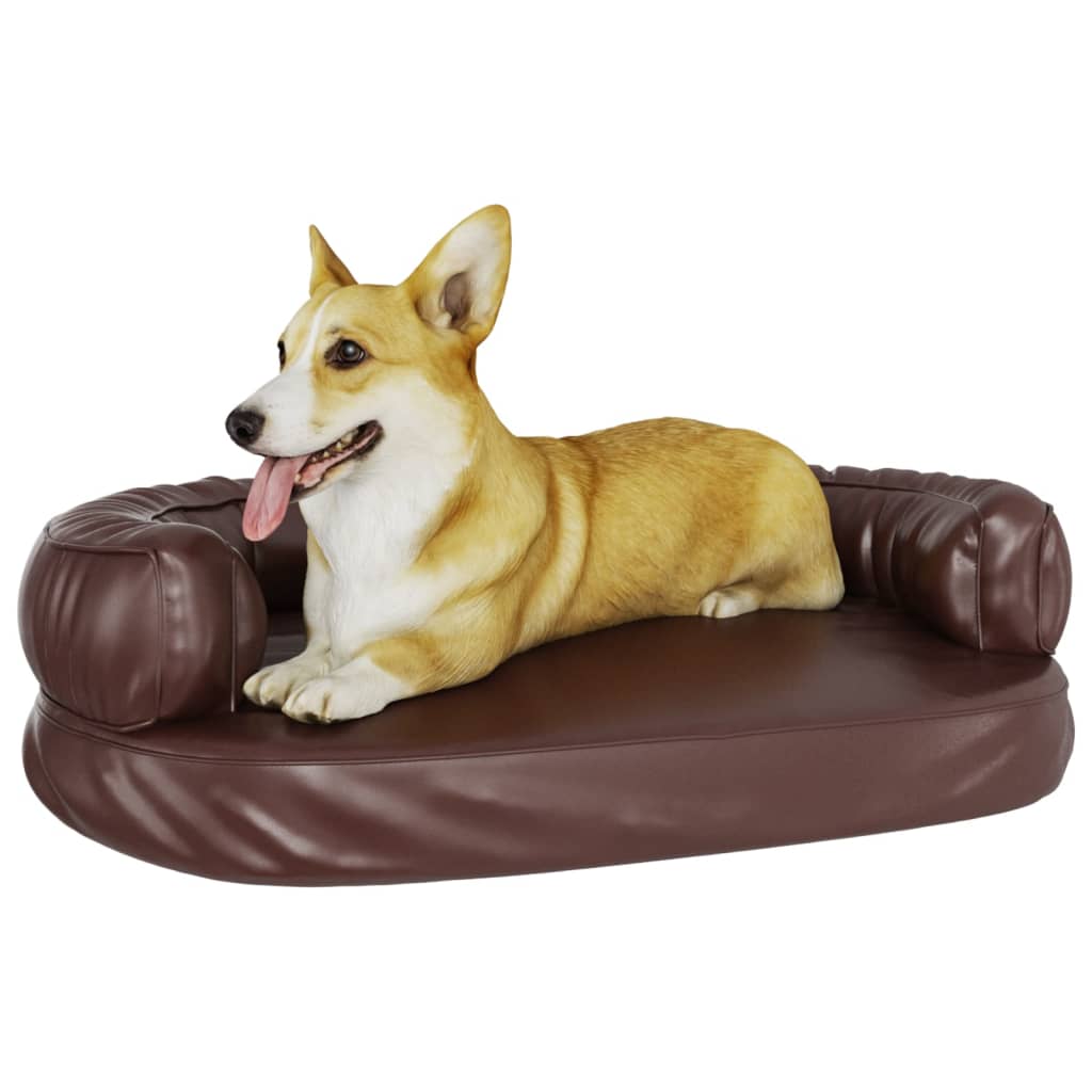 Vidaxl Dog Panier avec mousse ergonomique 75x53 cm en cuir artificiel marron