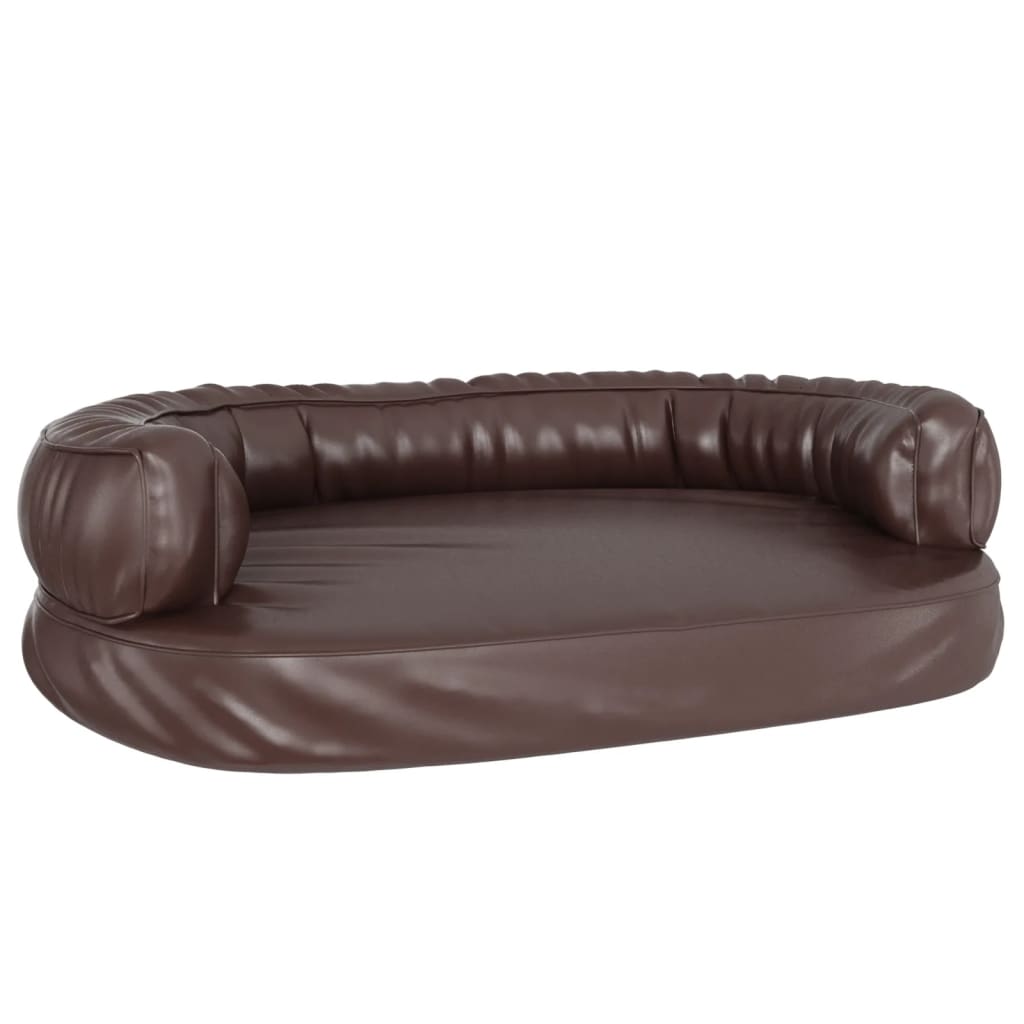 Vidaxl Dog Panier avec mousse ergonomique 88x65 cm en cuir artificiel marron