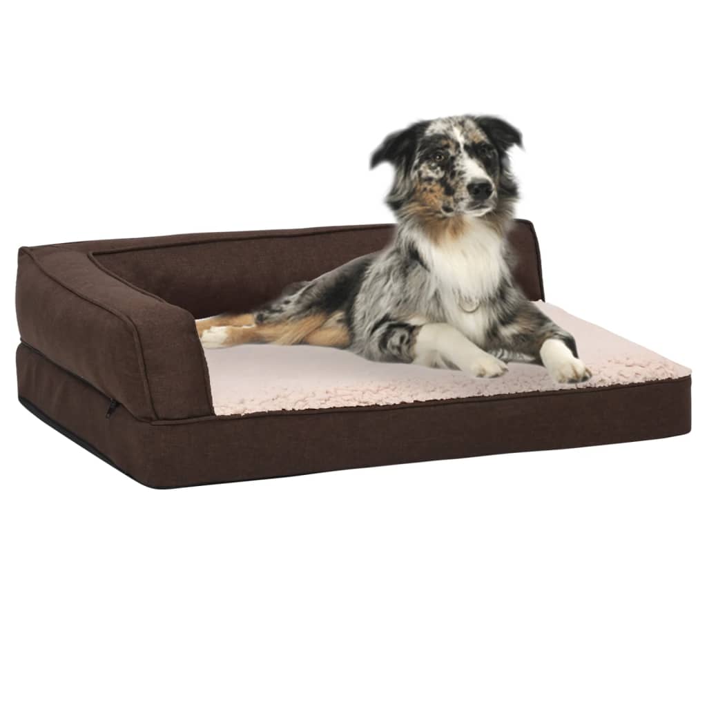 Vidaxl Dog Bed ergonomiczne lniane lniane 60x42 cm polarowe brązowe