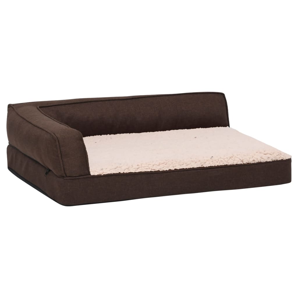 Vidaxl dog bed ergonomic linen-look 75x53 cm fleece brown