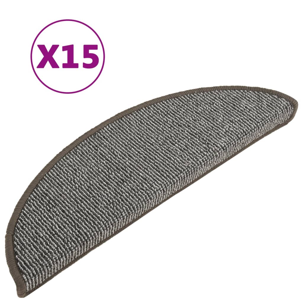 Mattes d'escalier vidaxl 15 st 56x17x3 cm gris