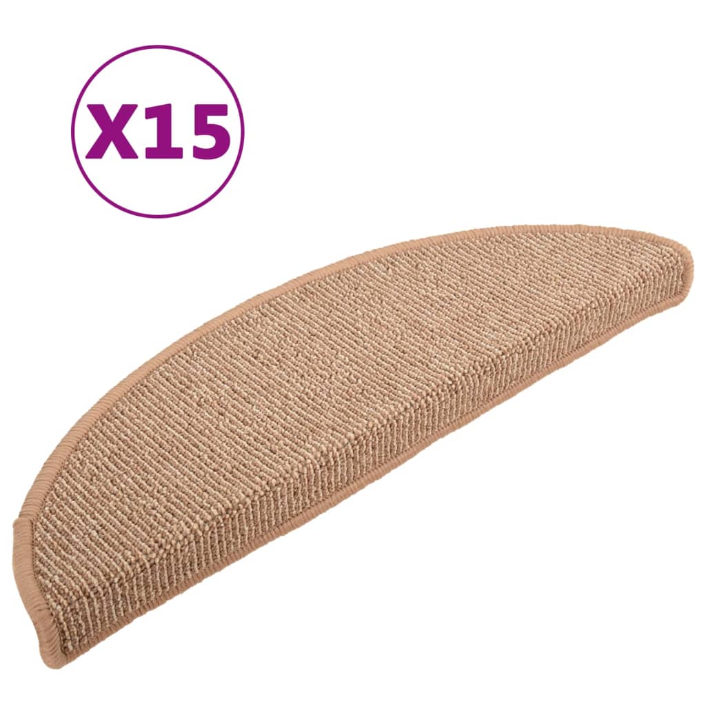 Vidaxl Stair Mats 15 St 56x17x3 CM Light Brown