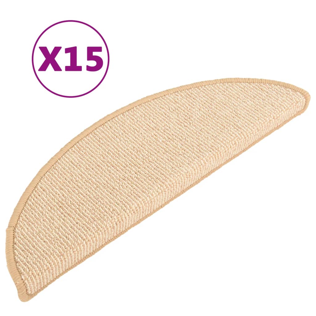 Vidaxl Stair Mats 15 St 56x17x3 cm krem ​​-farget