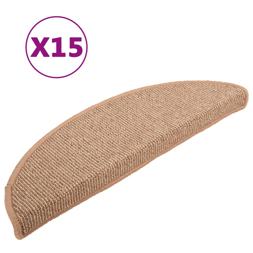 Esteras de escalera de Vidaxl 15 st 65x21x4 cm marrón claro