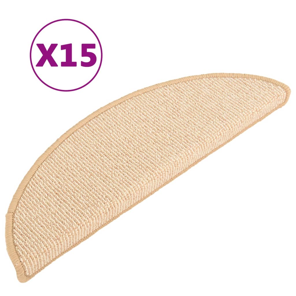 Esteras de escalera de Vidaxl 15 St 65x21x4 CM Cream -Coled