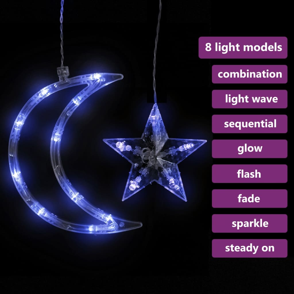 Vidaxl Light Garland Star in Moon Remote Control 138 LED modro