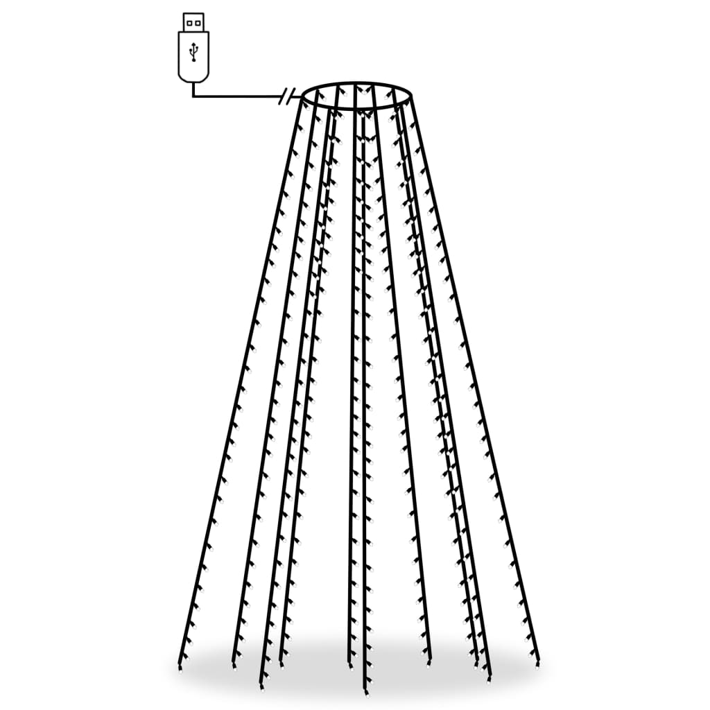 Vidaxl Chrëschtbau Luucht mat 250 Lods kale wäiss Netto 40 cm