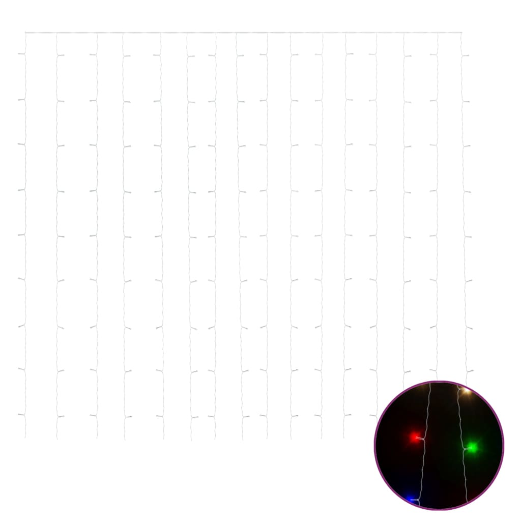 Vidaxl lys korder blind med 300 lysdioder og 8 funksjoner 3x3 m flerfarget