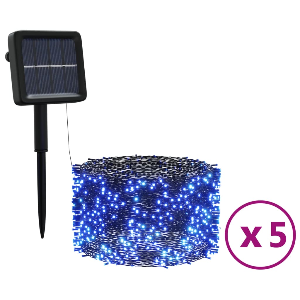 VidaXL 5 st Lichtslinger met 200 LED's solar binnen buiten blauw