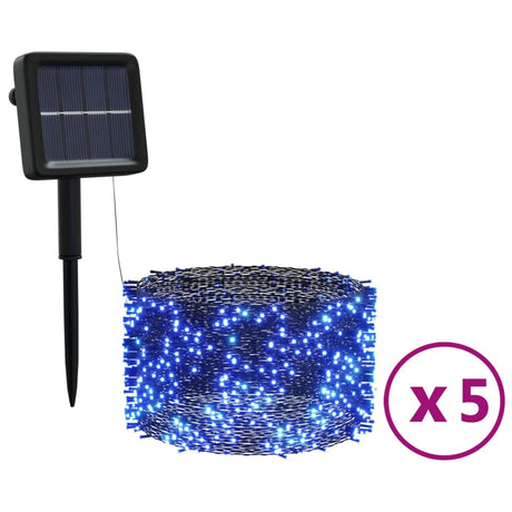 VidaXL 5 st Lichtslinger met 200 LED's solar binnen buiten blauw