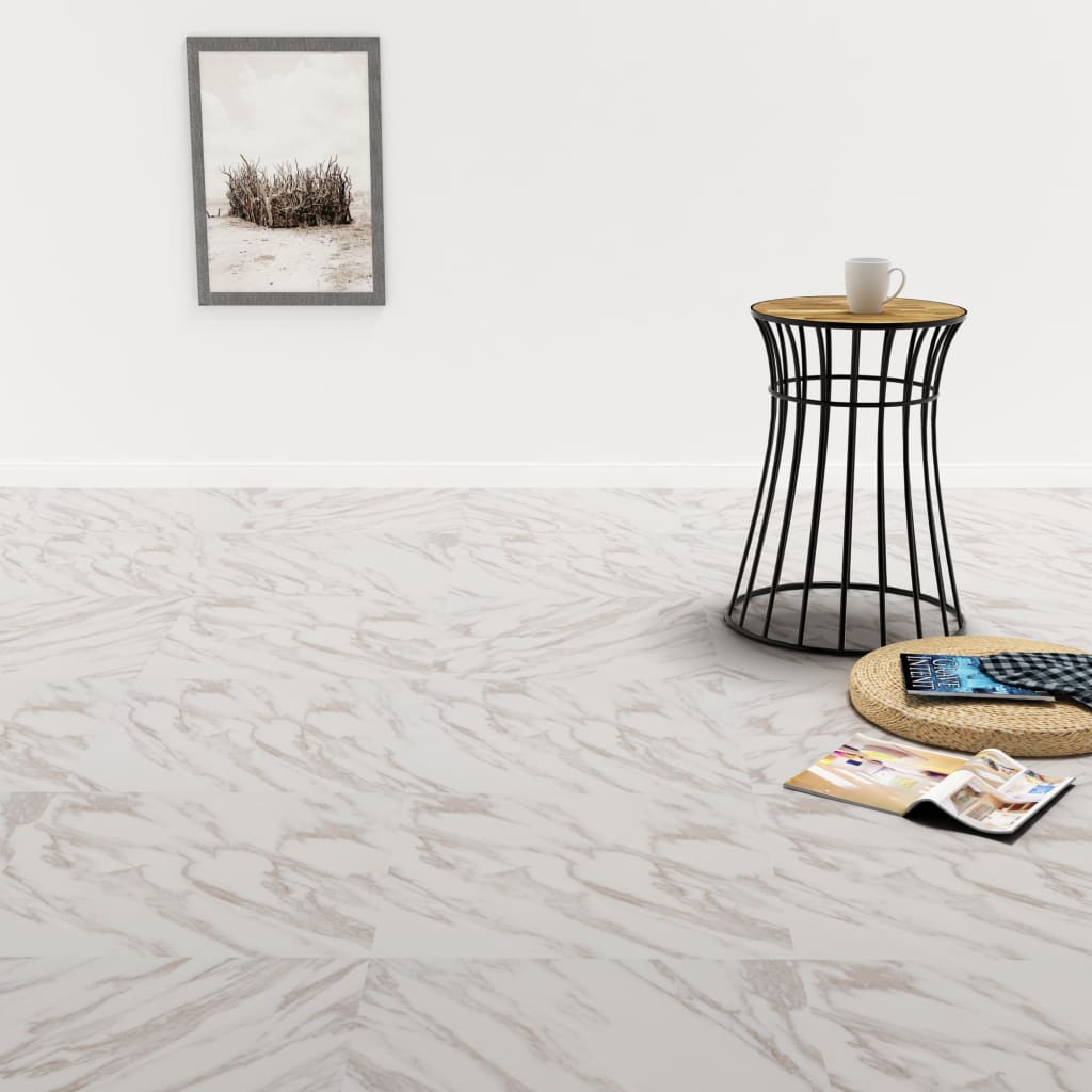 Vidaxl floorboards 20 st self -adhesive 1.86 m² PVC white marble pattern